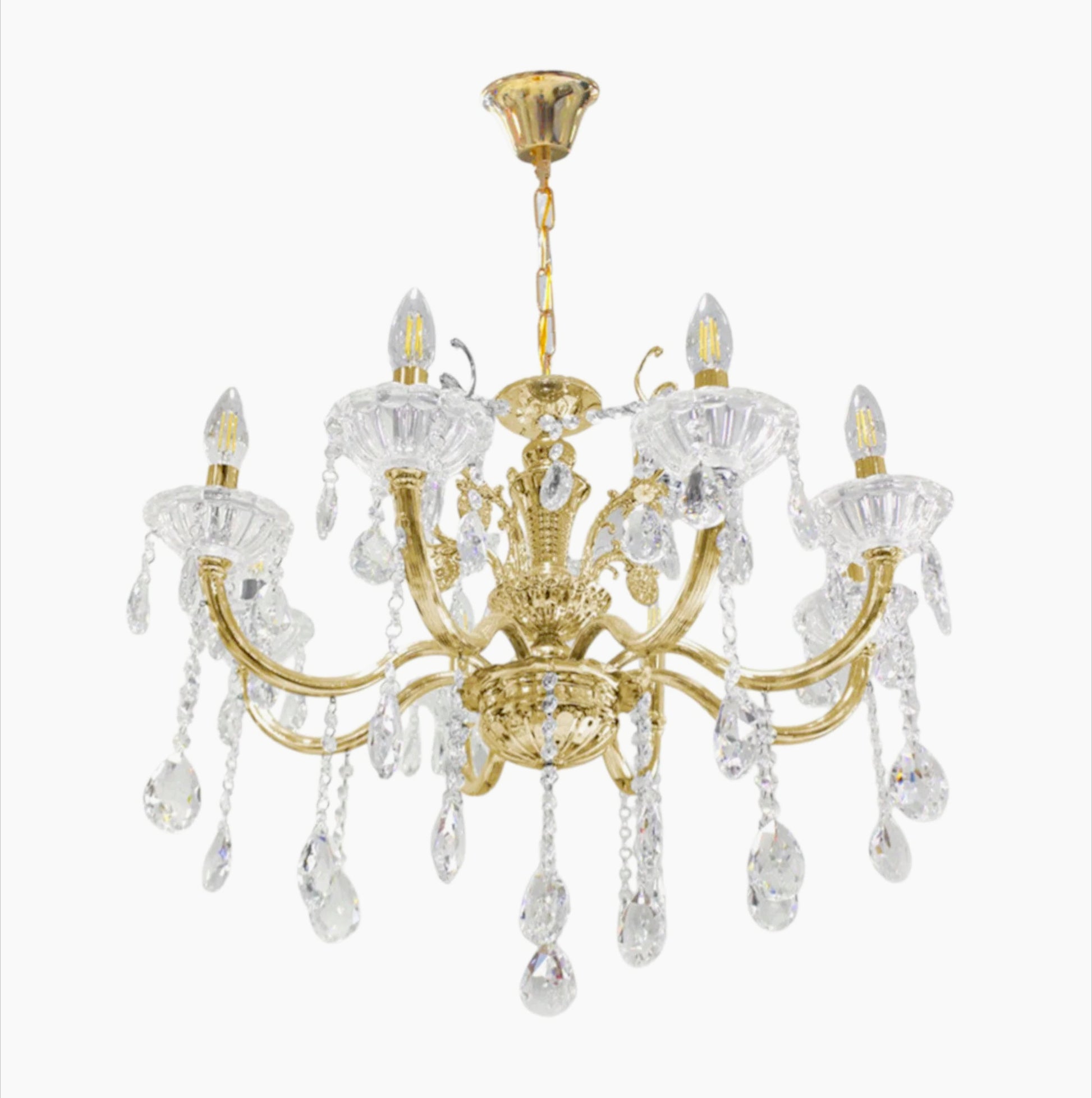 Lampadario retrò a candelabro – 8 bracci con portalampade E14 - ambraled