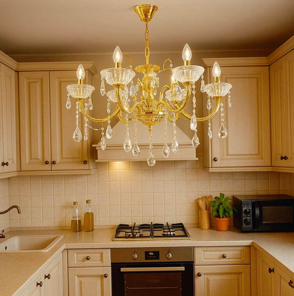 Lampadario retrò a candelabro – 8 bracci con portalampade E14 - ambraled