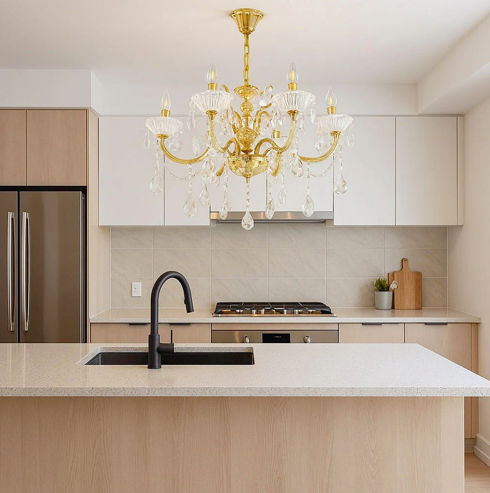 Lampadario retrò a candelabro – 8 bracci con portalampade E14 - ambraled