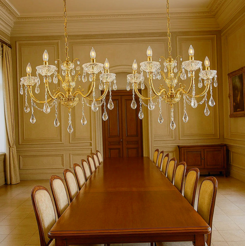 Lampadario retrò a candelabro – 8 bracci con portalampade E14 - ambraled