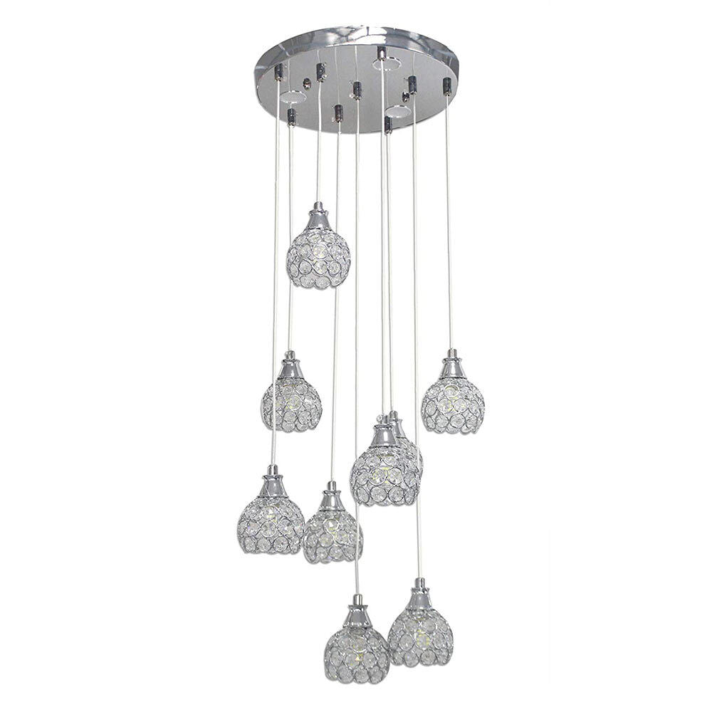 Lampadario sospeso 38,5W con cristalli a gocce – Attacco G9, finiture oro o argento - ambraled