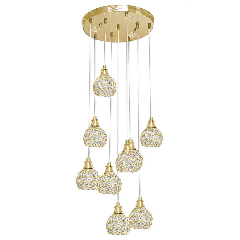 Lampadario sospeso 38,5W con cristalli a gocce – Attacco G9, finiture oro o argento - ambraled