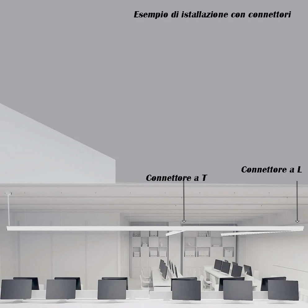 Lampadario bianco LED 40W – Connettore a T (15W), connettore a L (12W), tecnologia CCT - ambraled