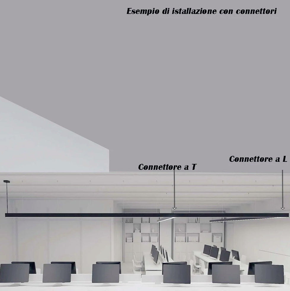 Lampadario LED 40W – Colore nero, connettore a T (15W) e a L (12W), tecnologia CCT regolabile - ambraled
