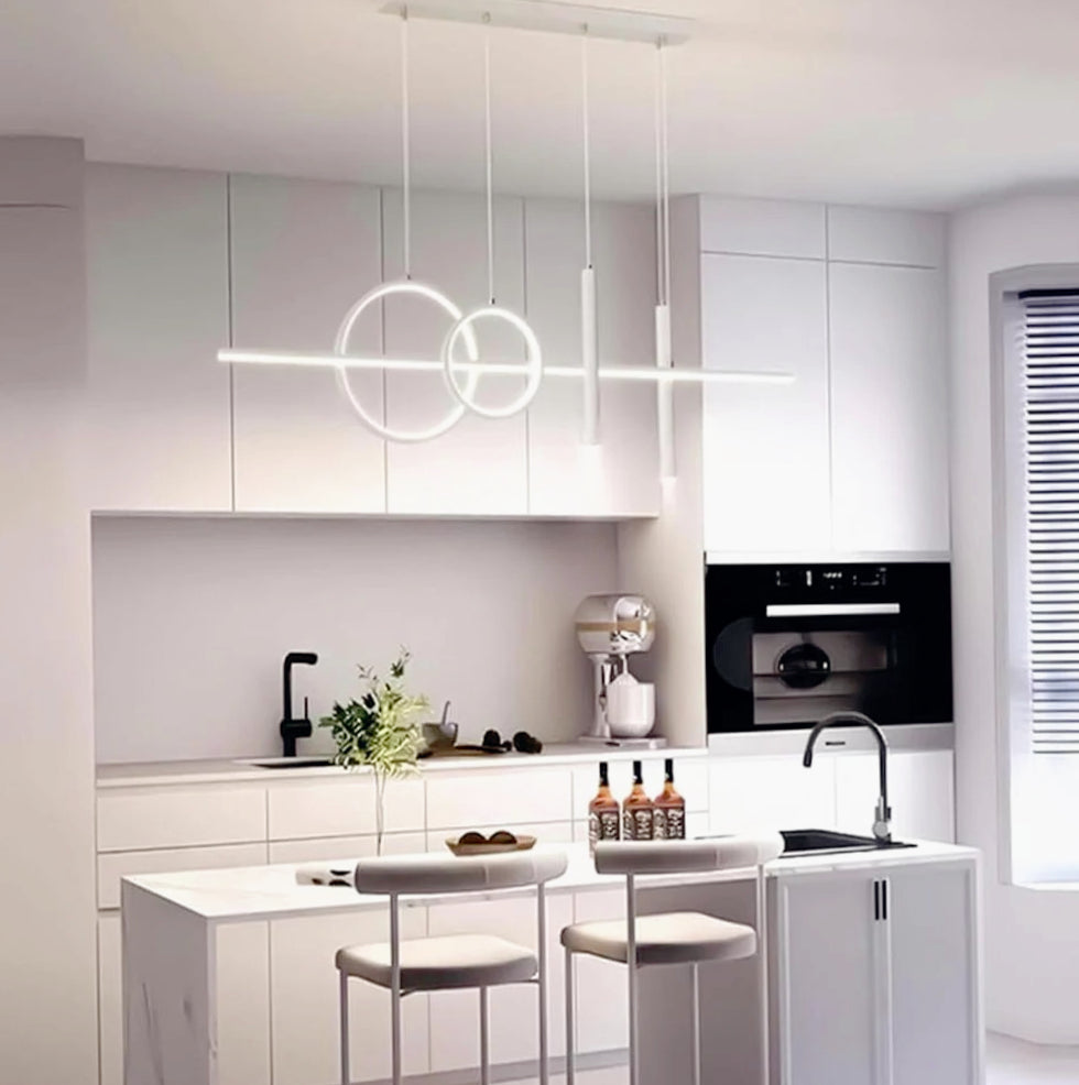 Lampadario a 2 anelli con punto luce – Bianco, luce fredda, naturale e calda regolabile - ambraled