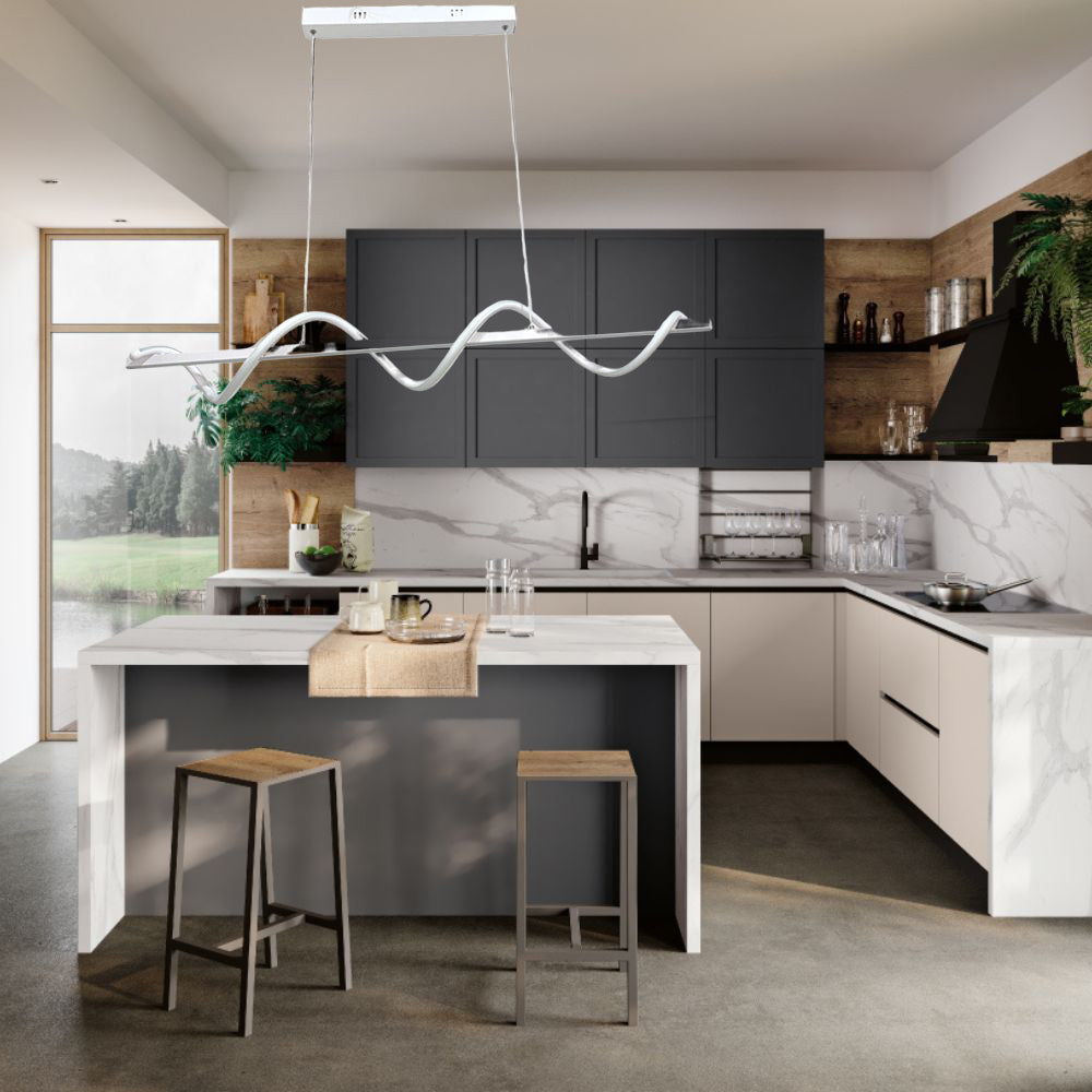 Lampadario LED 36W – Design twist, colore bianco, luce regolabile (fredda, calda, naturale) - ambraled