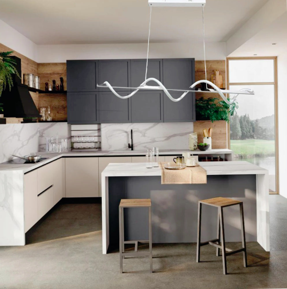 Lampadario LED 36W – Design twist, colore bianco, luce regolabile (fredda, calda, naturale) - ambraled