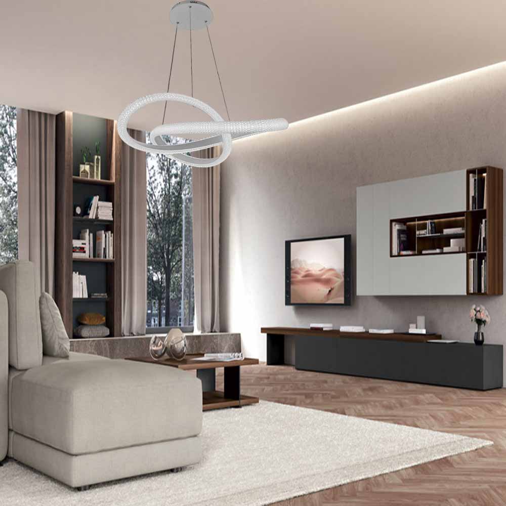 Lampadario LED con cristalli intrecciati 40W – Luce regolabile 6500K / 4000K / 3000K - ambraled