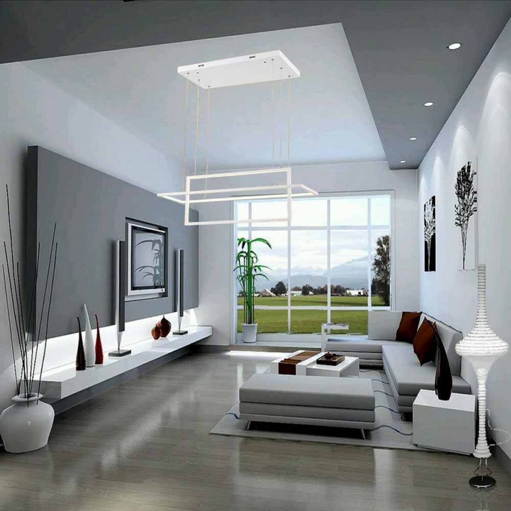 Lampadario LED geometrico 56W – 2 rettangoli, luce regolabile 6500K / 4000K / 3000K - ambraled