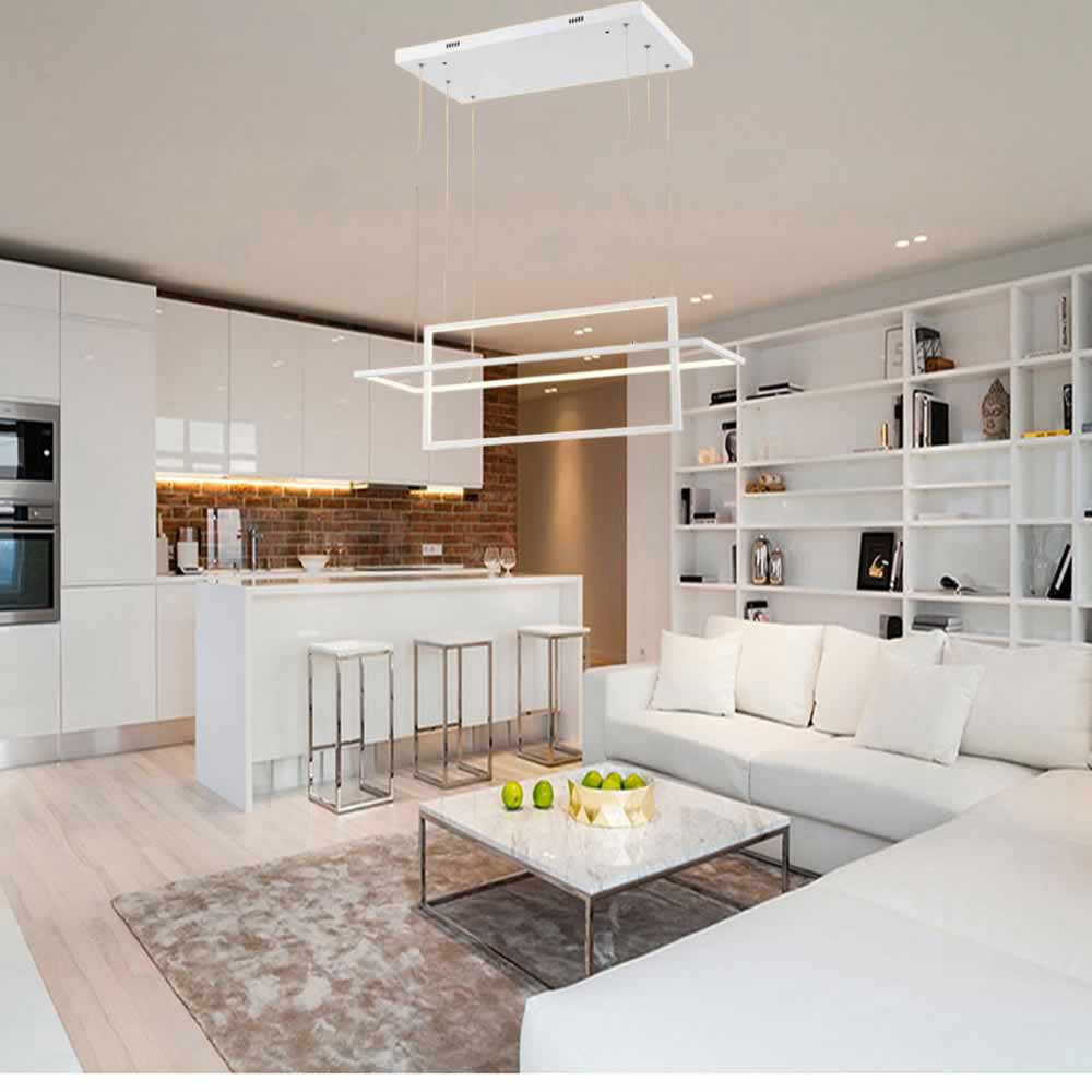 Lampadario LED geometrico 56W – 2 rettangoli, luce regolabile 6500K / 4000K / 3000K - ambraled