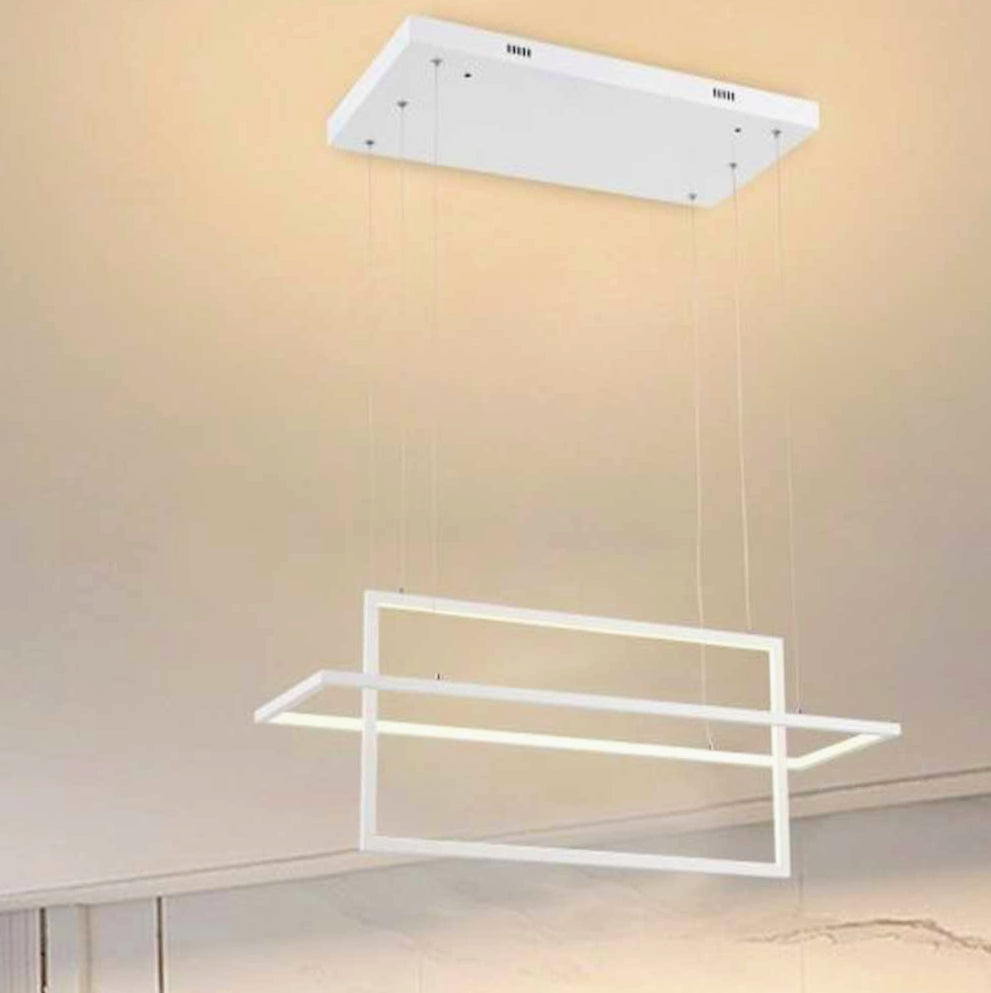 Lampadario LED geometrico 56W – 2 rettangoli, luce regolabile 6500K / 4000K / 3000K - ambraled