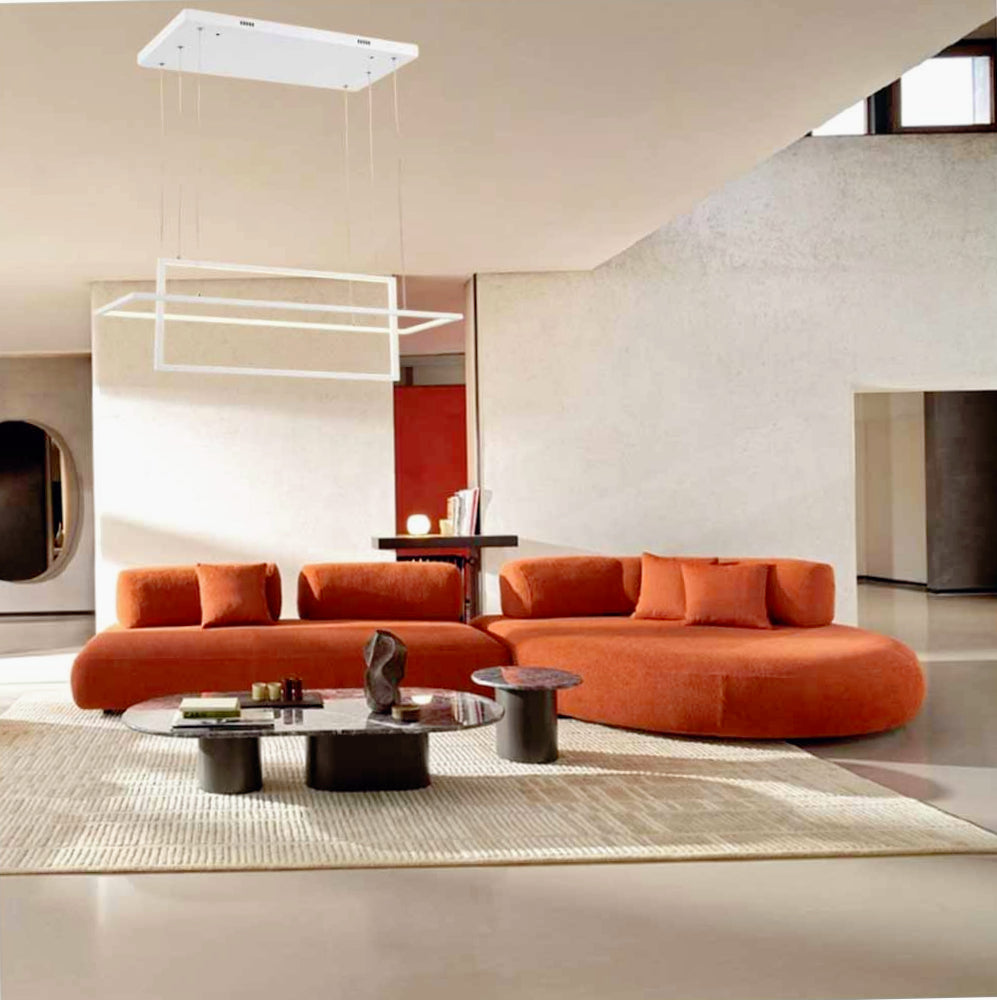 Lampadario LED geometrico 56W – 2 rettangoli, luce regolabile 6500K / 4000K / 3000K - ambraled