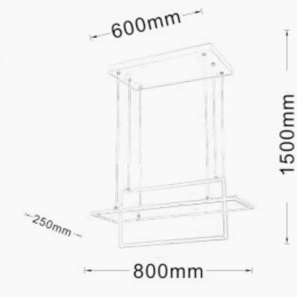 Lampadario LED geometrico 56W – 2 rettangoli, luce regolabile 6500K / 4000K / 3000K - ambraled