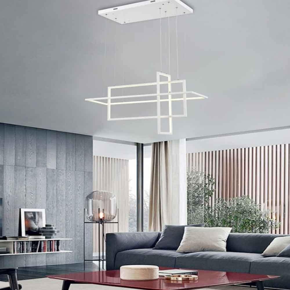 Lampadario LED geometrico 76W – 3 rettangoli, luce regolabile 6500K / 4000K / 3000K - ambraled