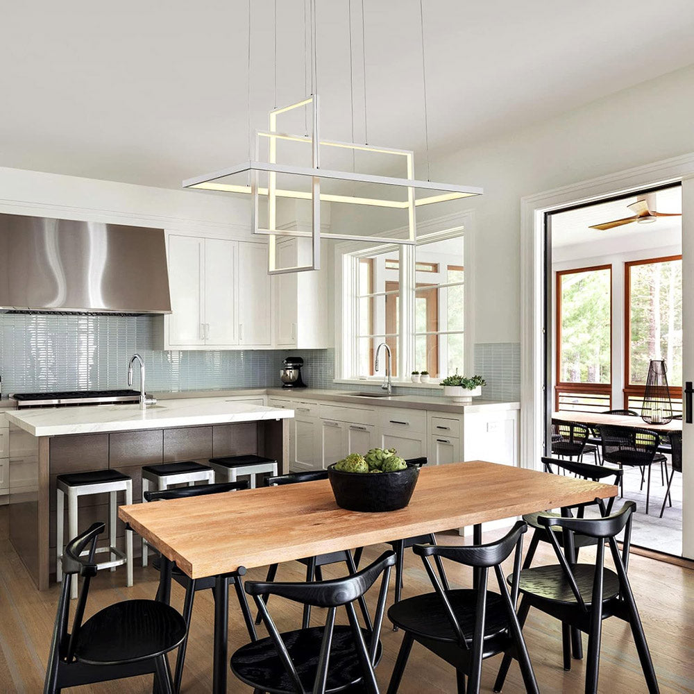 Lampadario LED geometrico 76W – 3 rettangoli, luce regolabile 6500K / 4000K / 3000K - ambraled