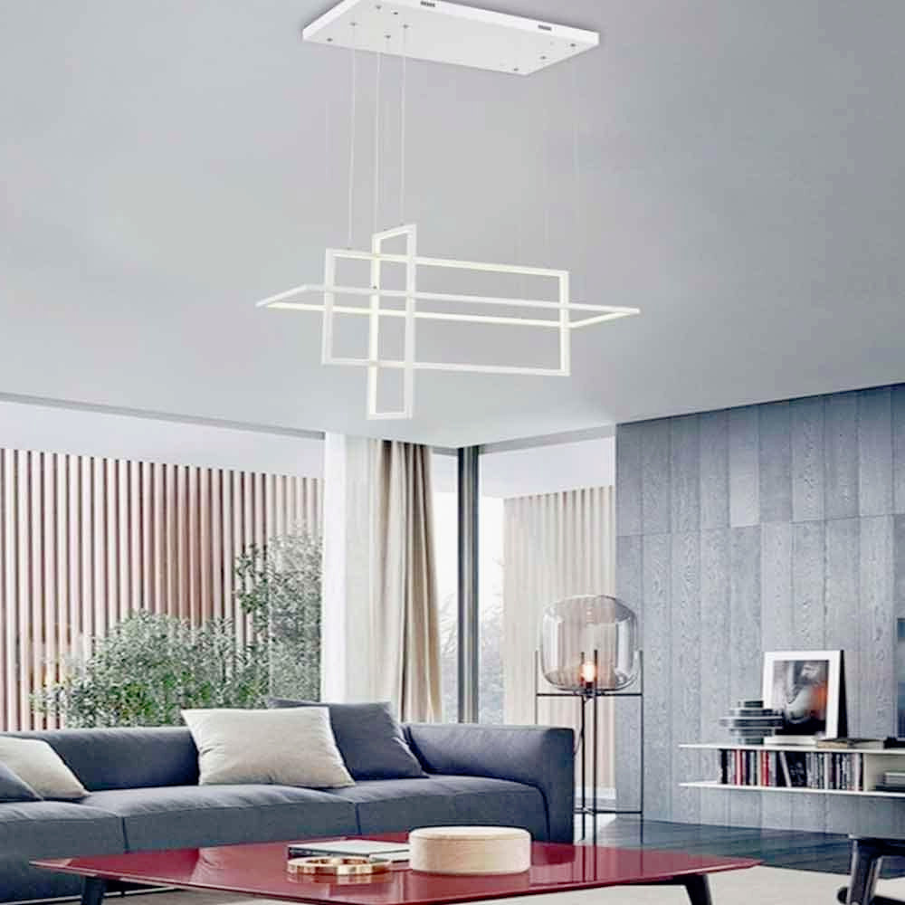 Lampadario LED geometrico 76W – 3 rettangoli, luce regolabile 6500K / 4000K / 3000K - ambraled