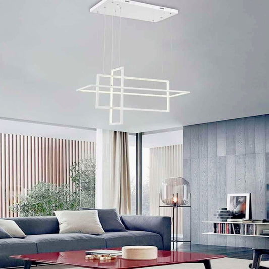 Lampadario LED geometrico 76W – 3 rettangoli, luce regolabile 6500K / 4000K / 3000K - ambraled
