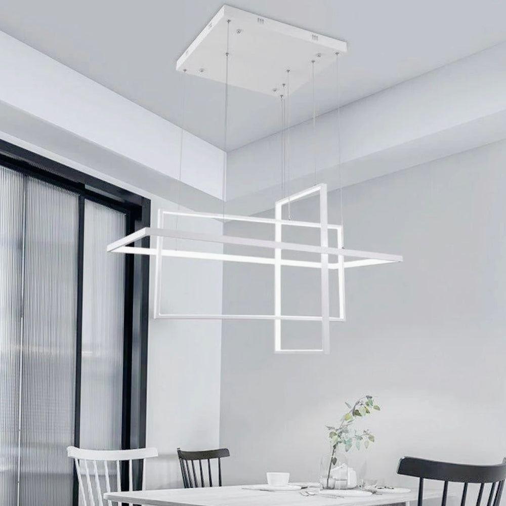 Lampadario LED geometrico 76W – 3 rettangoli, luce regolabile 6500K / 4000K / 3000K - ambraled