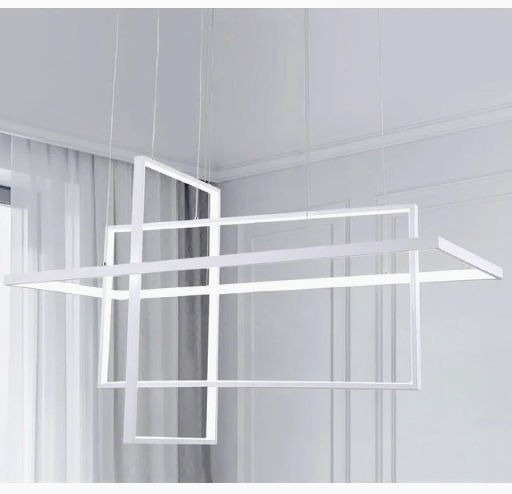 Lampadario LED geometrico 76W – 3 rettangoli, luce regolabile 6500K / 4000K / 3000K - ambraled