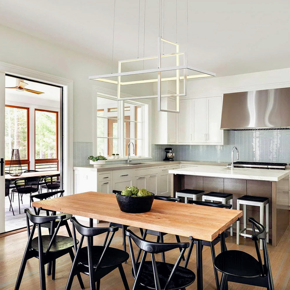 Lampadario LED geometrico 76W – 3 rettangoli, luce regolabile 6500K / 4000K / 3000K - ambraled