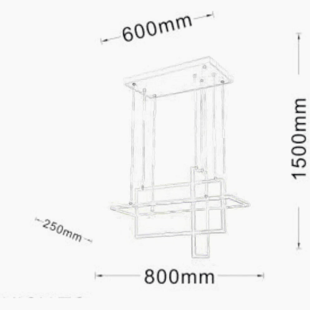 Lampadario LED geometrico 76W – 3 rettangoli, luce regolabile 6500K / 4000K / 3000K - ambraled