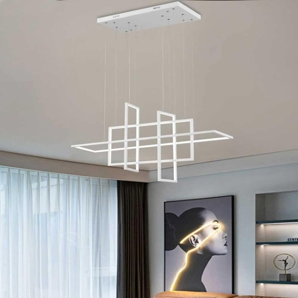 Lampadario LED geometrico – 98W, 4 rettangoli, luce regolabile (3000K / 4000K / 6500K) - ambraled