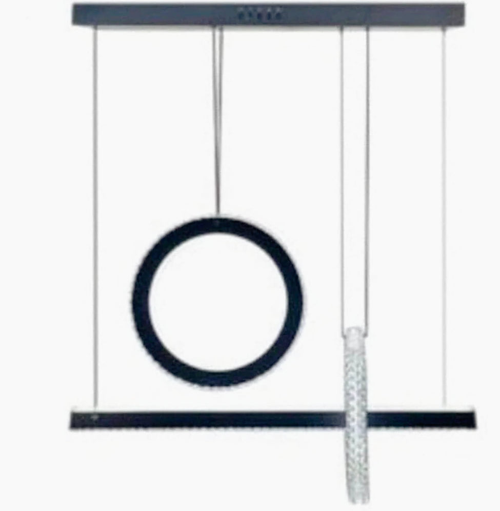 Lampadario LED nero 80W con cristalli in acrilico – Luce 6500K / 4000K - ambraled