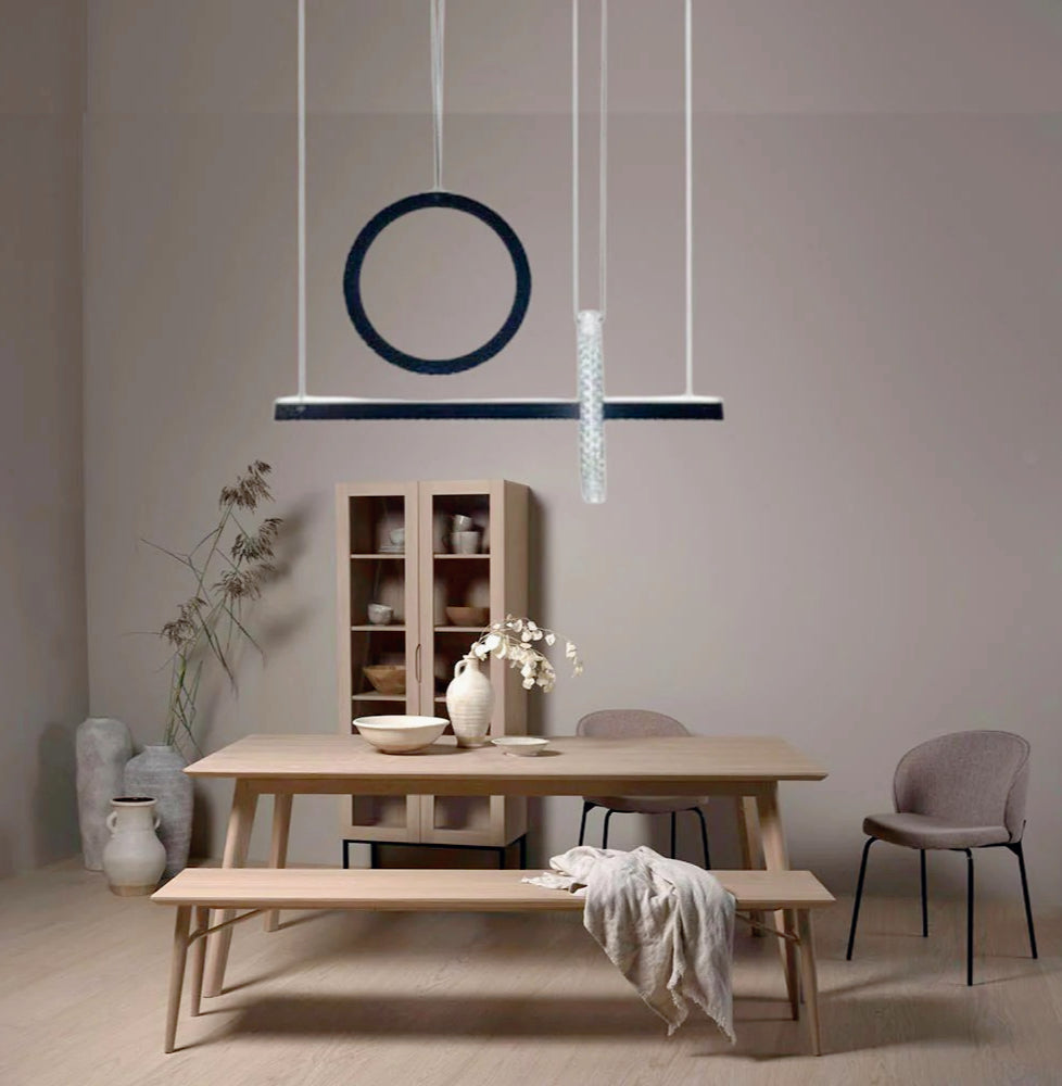 Lampadario LED nero 80W con cristalli in acrilico – Luce 6500K / 4000K - ambraled