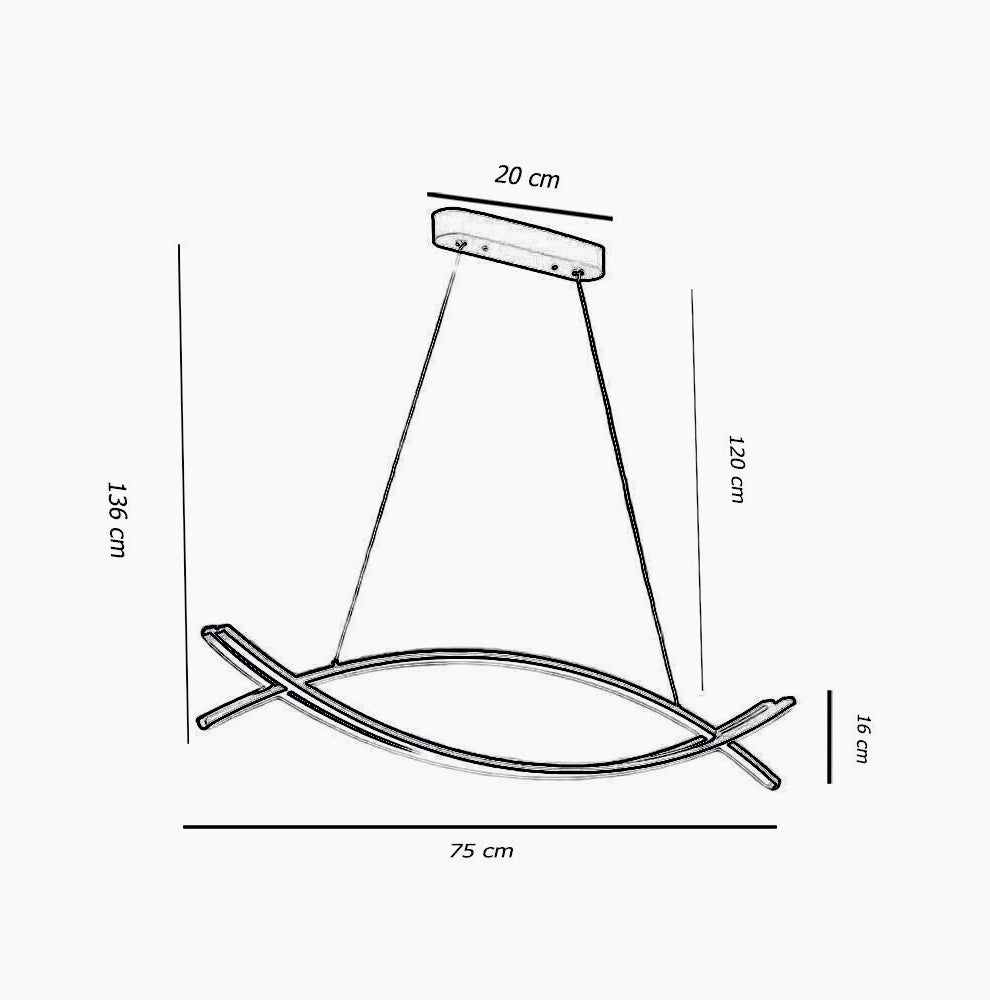 Lampadario LED sospensione 42W – Colore bianco, luce fredda/naturale, design moderno - ambraled