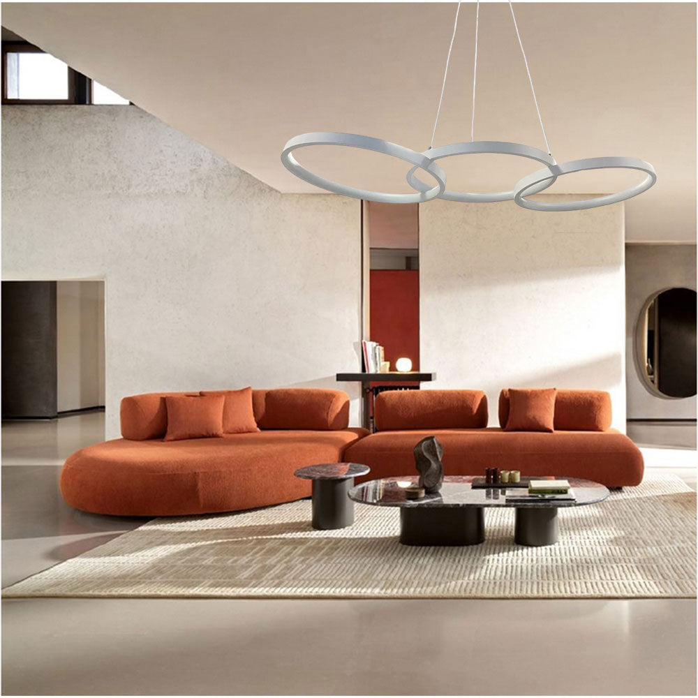 Lampadario moderno a LED 45W – 3 cerchi, luce 6500K / 3000K / 4000K - ambraled