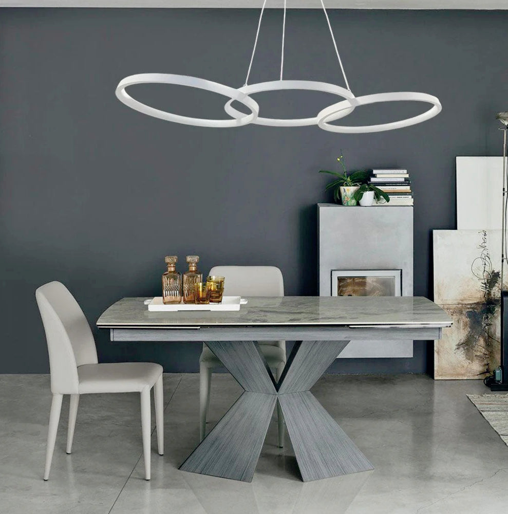 Lampadario moderno a LED 45W – 3 cerchi, luce 6500K / 3000K / 4000K - ambraled