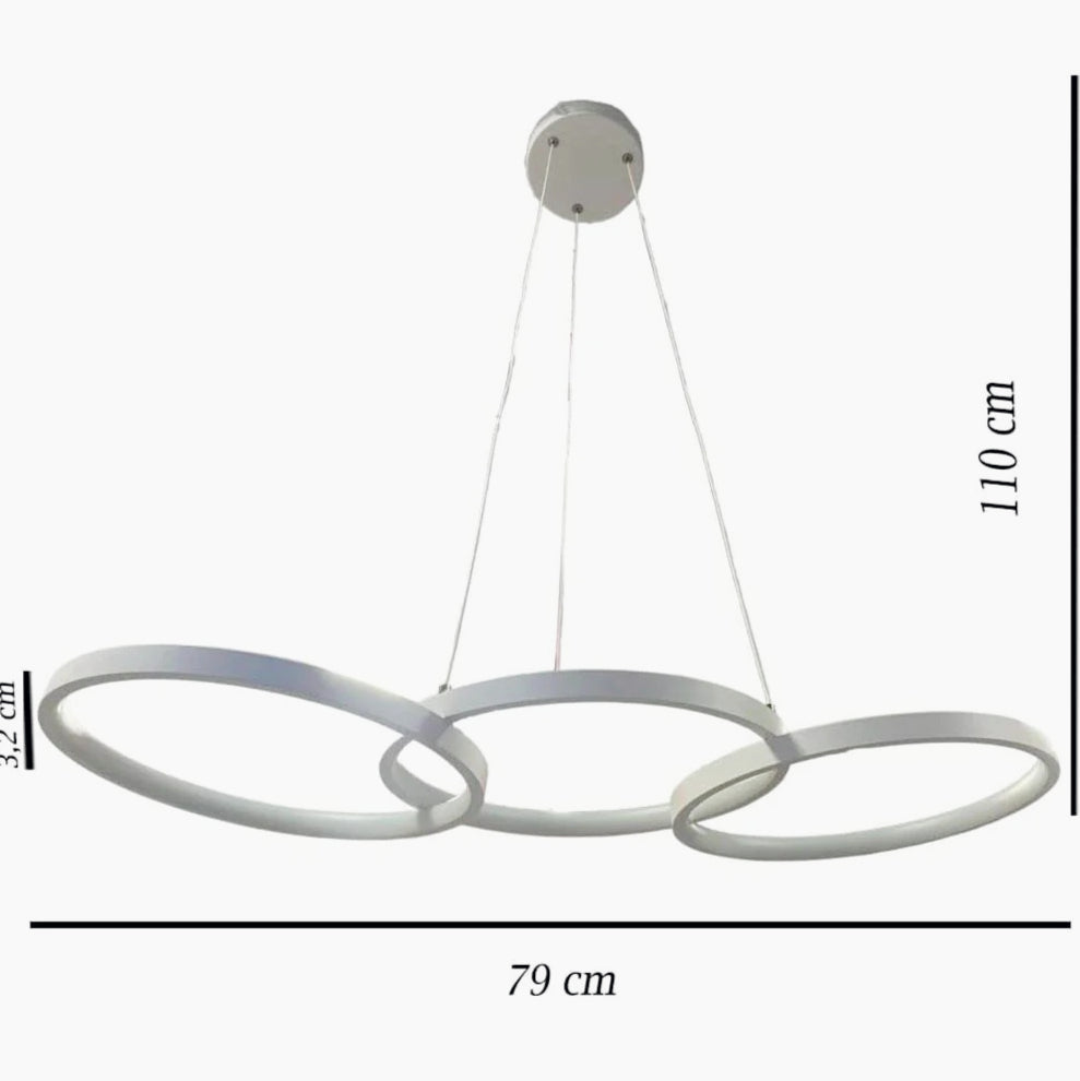Lampadario moderno a LED 45W – 3 cerchi, luce 6500K / 3000K / 4000K - ambraled