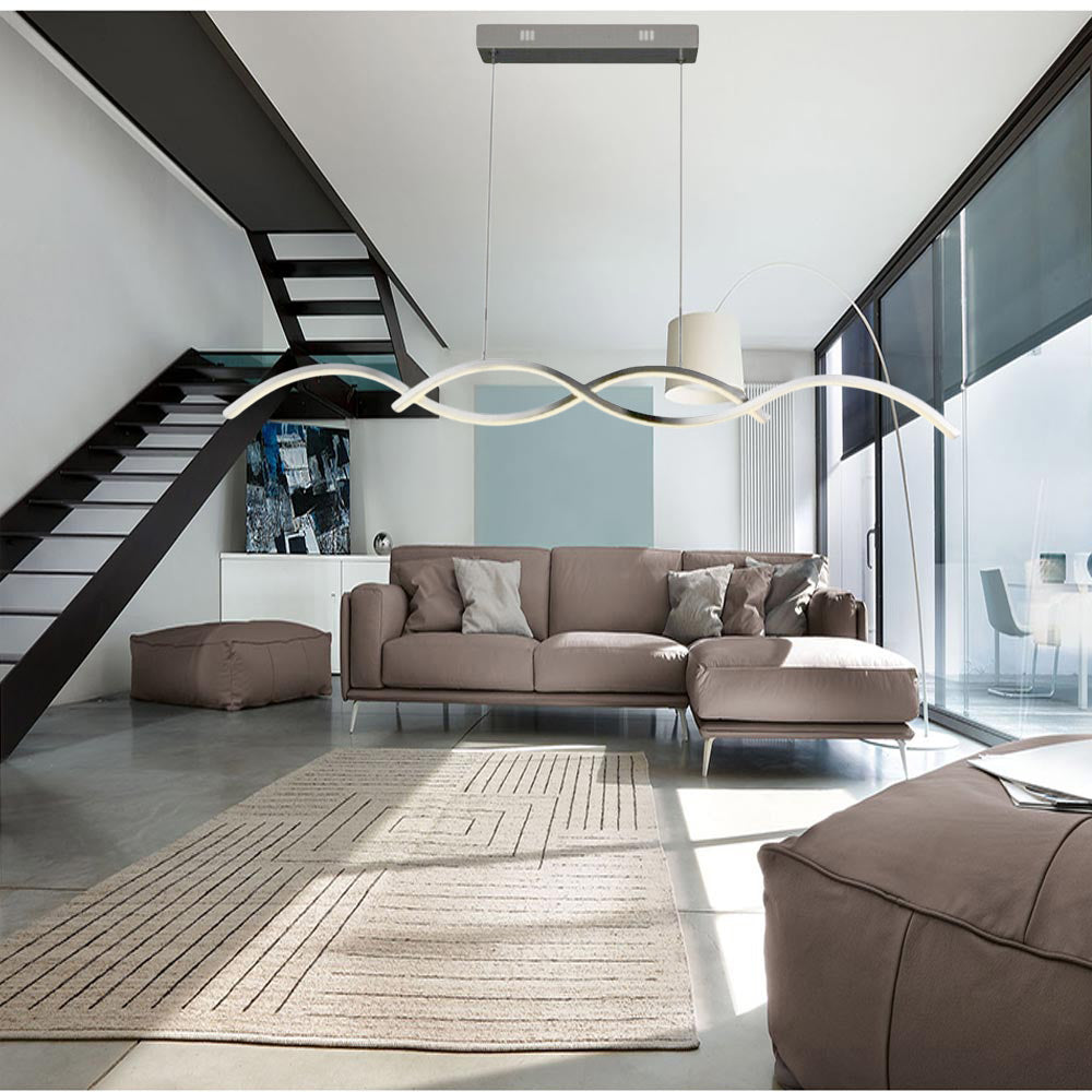 Lampadario moderno a LED a sospensione 25W – Design twist, colore argento - ambraled