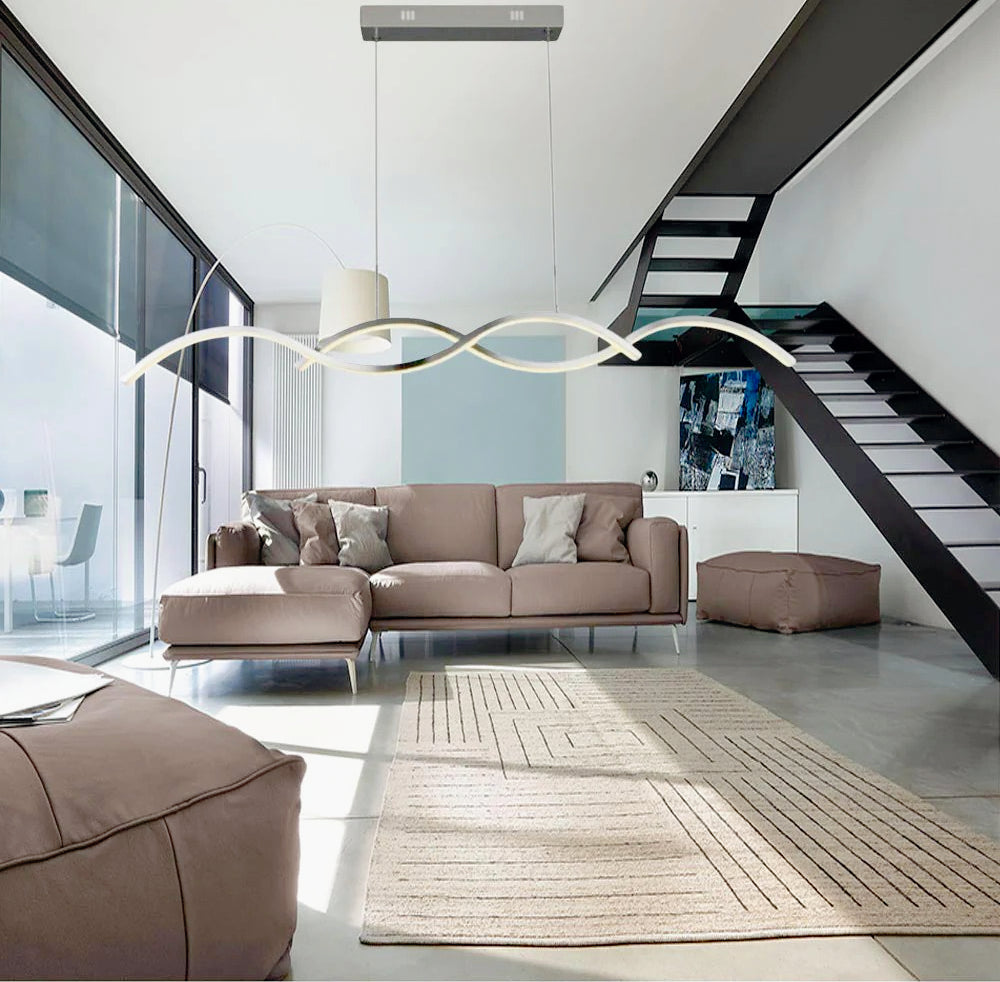 Lampadario moderno a LED a sospensione 25W – Design twist, colore argento - ambraled