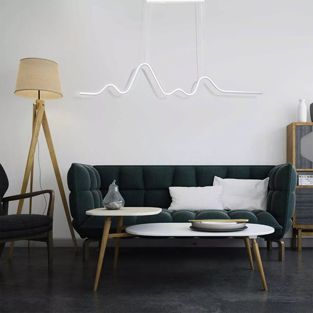 Lampadario moderno a zig-zag LED – 25W, luce regolabile (3000K / 4000K / 6500K), bianco - ambraled