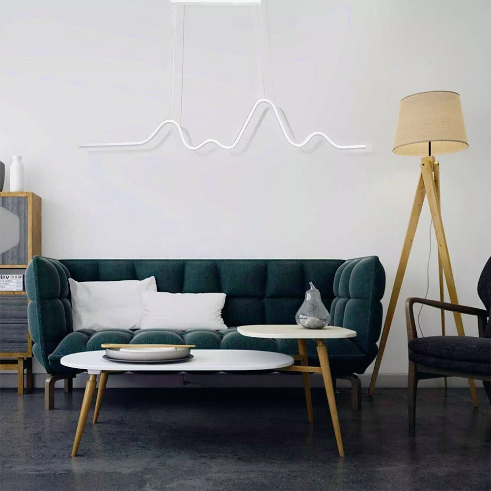 Lampadario moderno a zig-zag LED – 25W, luce regolabile (3000K / 4000K / 6500K), bianco - ambraled