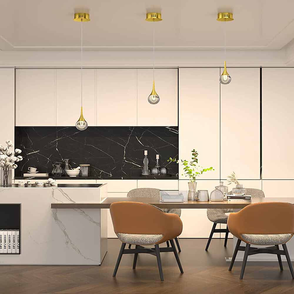 Lampadario pendente oro a LED 5W in acrilico – Luce 6500K / 3000K / 4000K - ambraled