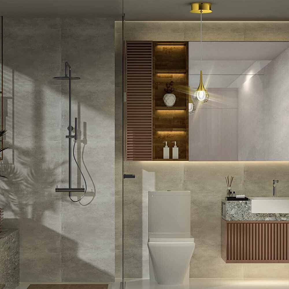 Lampadario pendente oro a LED 5W in acrilico – Luce 6500K / 3000K / 4000K - ambraled