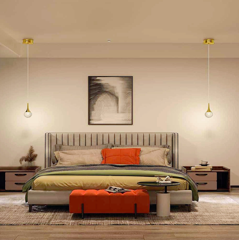 Lampadario pendente oro a LED 5W in acrilico – Luce 6500K / 3000K / 4000K - ambraled