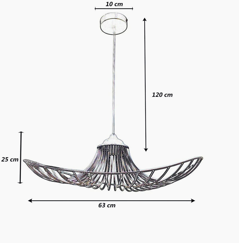 Lampadario a cappello con paralume in metallo – Attacco E27, lampada decorativa - ambraled