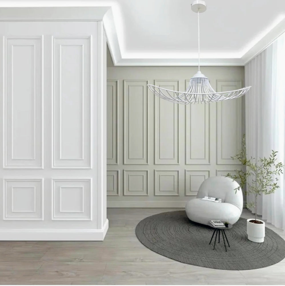 Lampadario a cappello con paralume in metallo – Attacco E27, lampada decorativa - ambraled
