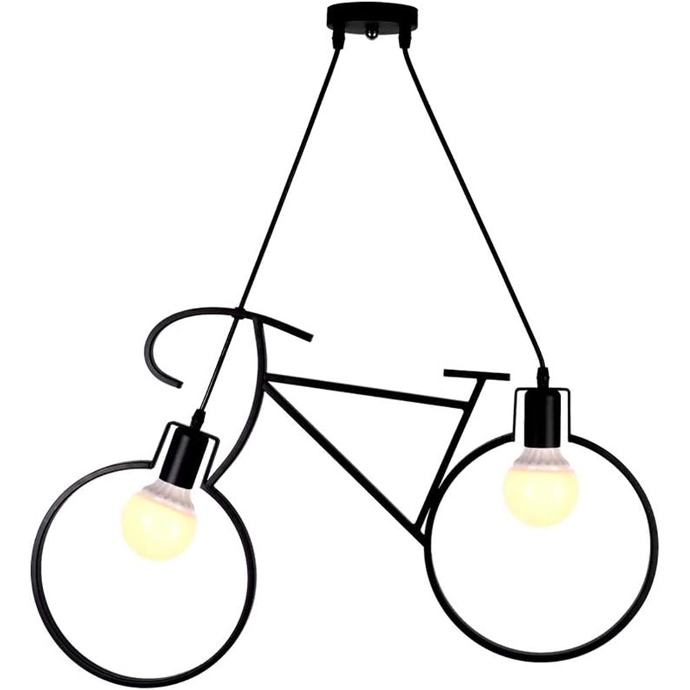 Lampadario a sospensione a forma di bicicletta – Da soffitto, 2 attacchi E27 - ambraled