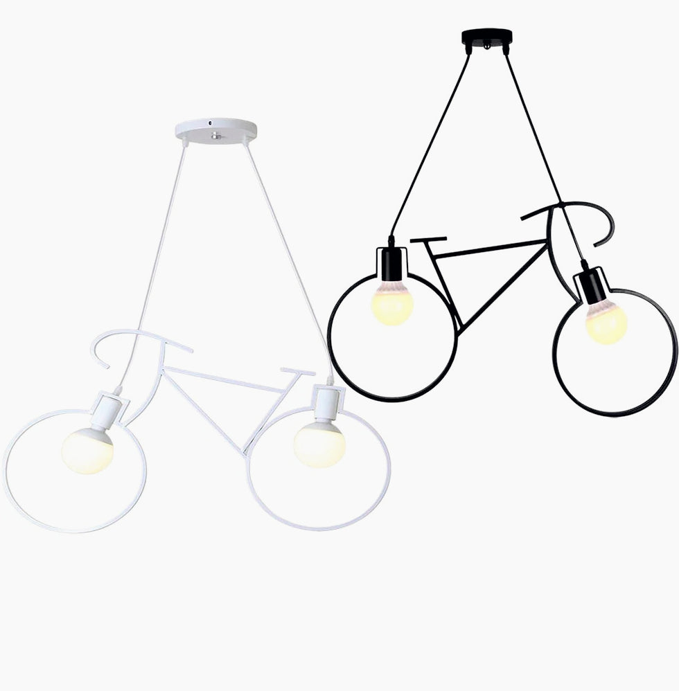 Lampadario a sospensione a forma di bicicletta – Da soffitto, 2 attacchi E27 - ambraled