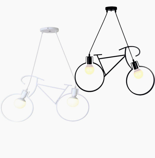 Lampadario a sospensione a forma di bicicletta – Da soffitto, 2 attacchi E27 - ambraled