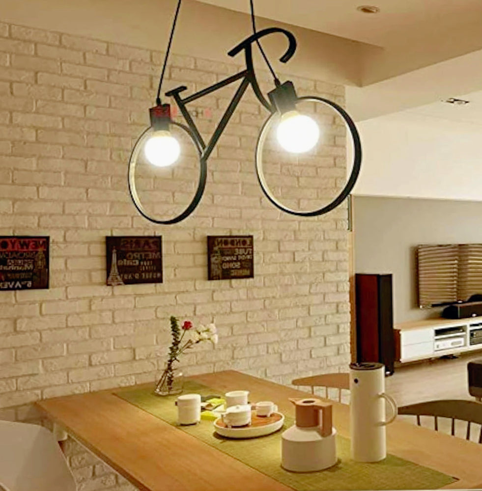 Lampadario a sospensione a forma di bicicletta – Da soffitto, 2 attacchi E27 - ambraled
