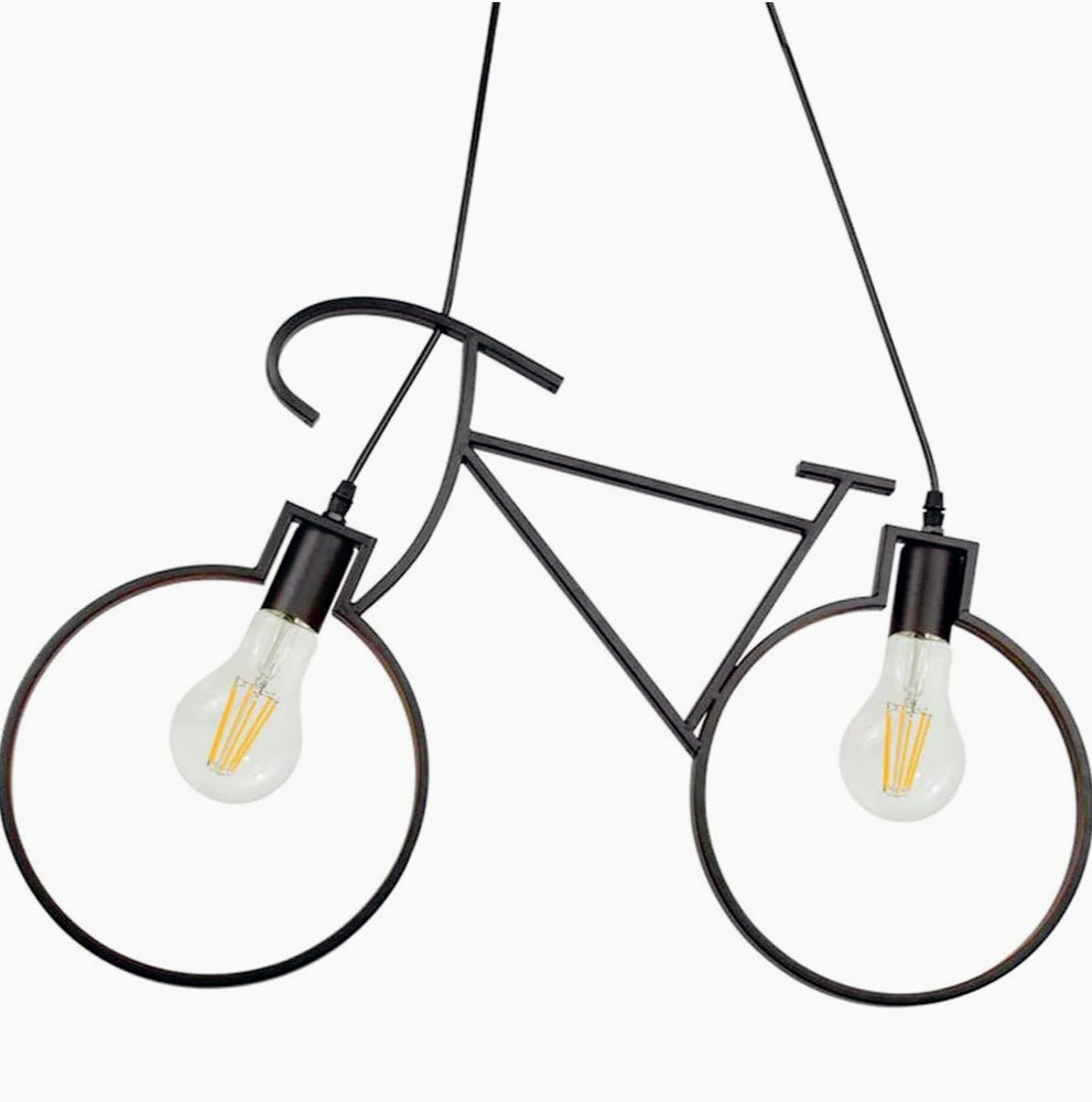 Lampadario a sospensione a forma di bicicletta – Da soffitto, 2 attacchi E27 - ambraled