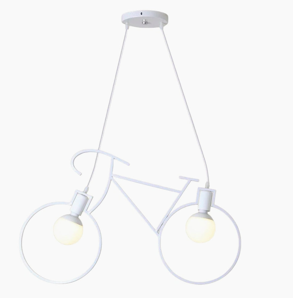 Lampadario a sospensione a forma di bicicletta – Da soffitto, 2 attacchi E27 - ambraled