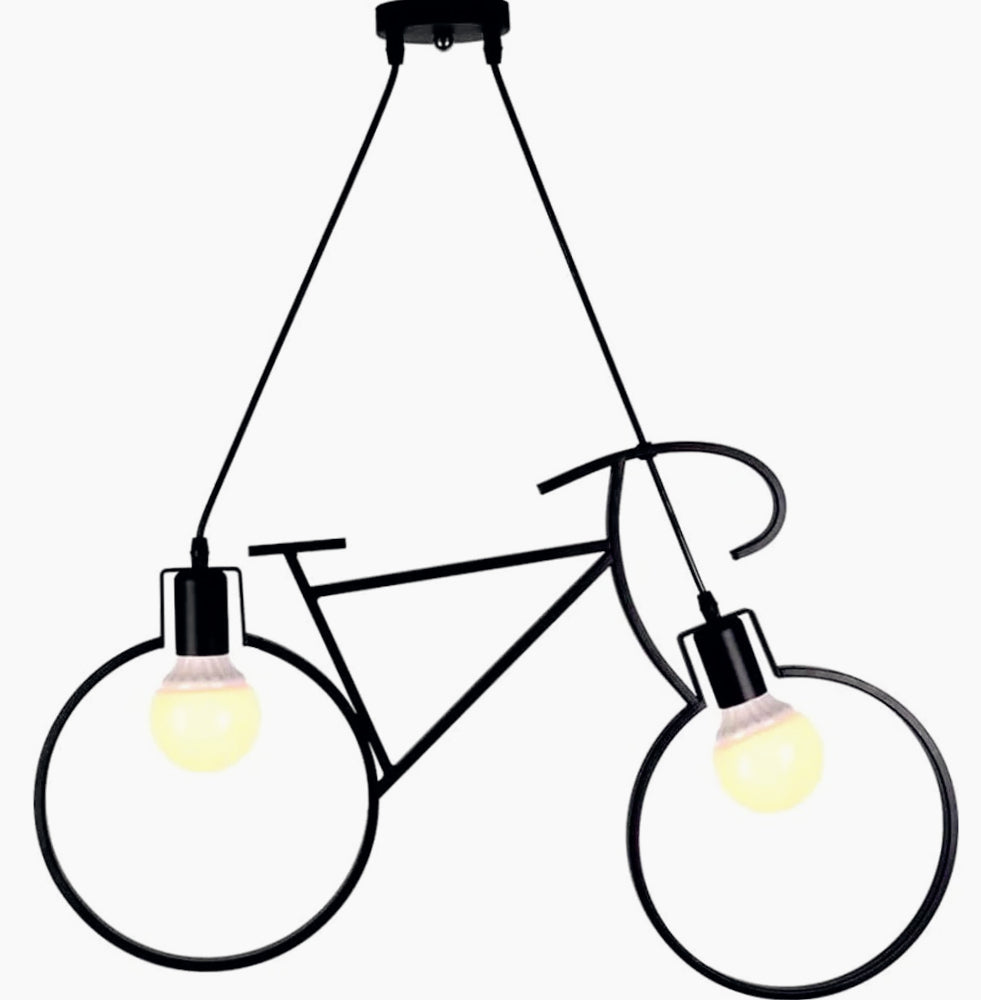 Lampadario a sospensione a forma di bicicletta – Da soffitto, 2 attacchi E27 - ambraled