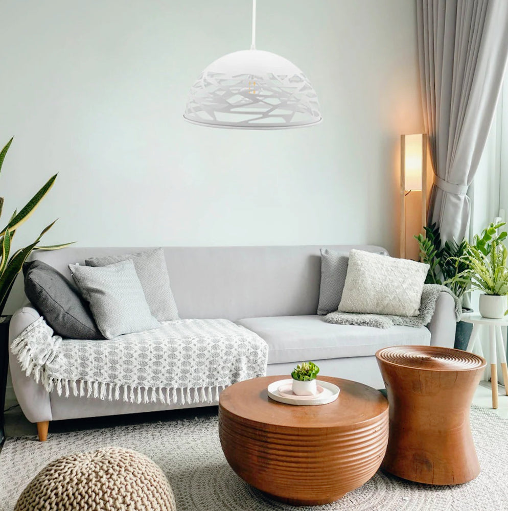 Lampadario a sospensione in metallo traforato – Design contemporaneo, attacco E27 - ambraled