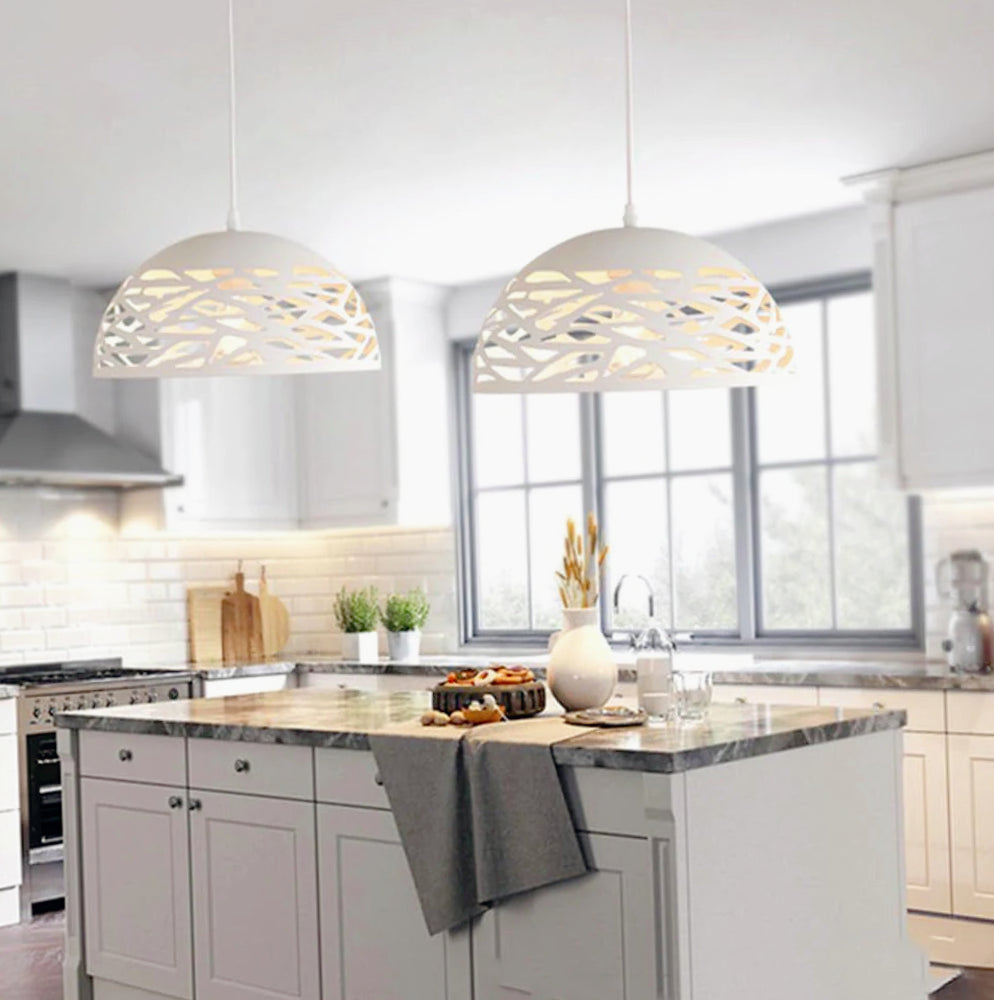 Lampadario a sospensione in metallo traforato – Design contemporaneo, attacco E27 - ambraled